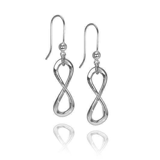 Infinity Earrings in Sterling Silver  Symbolizing Limitlessness, eternity and infinite Love.  Would you like to be reminded that you are alive with endless possibilities?  Would you like to express with a gift of infinite Love? Great Mother's Day Gift  Be The Infinite ...... Be here Now  Infinities available in Rose, Yellow or White gold